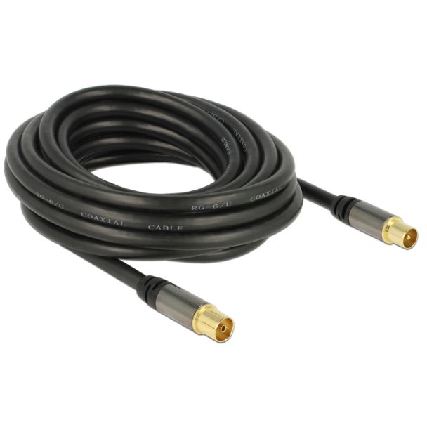 DeLOCK 88925 cavo coassiale RG-6/U 5 m IEC Nero