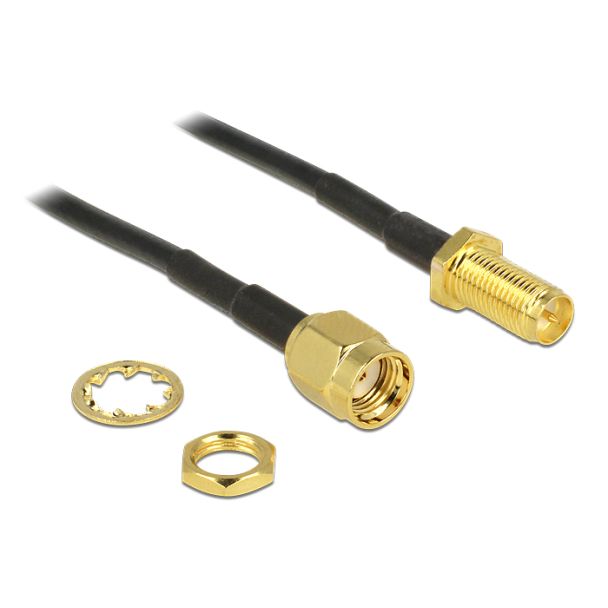 DeLOCK 88876 coaxial cable 0.2 m RP-SMA Black