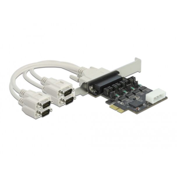DeLOCK Scheda PCI Express x1 a 4 x Seriale RS-232 con tensione di alimentazione 5 V / 12 V