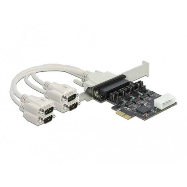 DeLOCK PCI Express x1 Card to 4 x Serial RS-232 with voltage supply 5 V / 12 V
