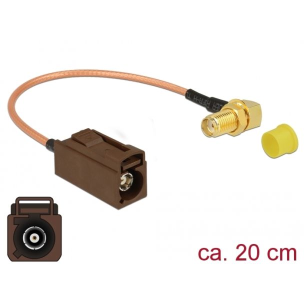 DeLOCK 89684 cavo coassiale RG-316 0,2 m FAKRA F SMA Nero, Marrone, Oro, Giallo