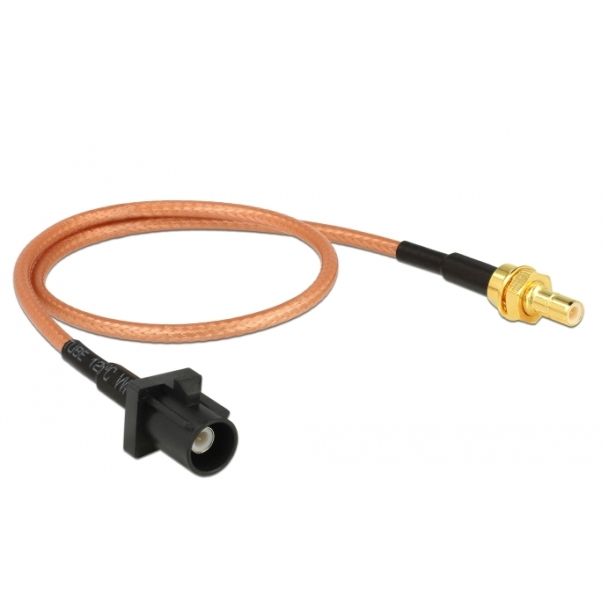 DeLOCK 89676 cavo coassiale RG-316 0,3 m FAKRA A SMB Nero, Marrone, Oro