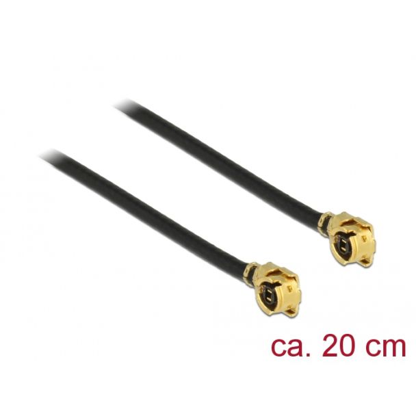DeLOCK 89608 cavo coassiale 1.13 0,2 m MHF (I-PEX) Nero, Oro