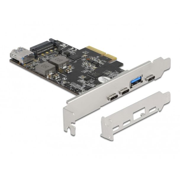 DeLOCK Scheda PCI Express x4 per 3 x USB Type-C + 2 x USB Tipo-A - SuperSpeed USB 10 Gbps - Fattore di forma a basso profilo