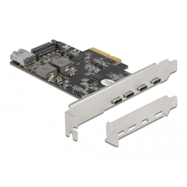 DeLOCK PCI Express x4 Card to 4 x USB Type-C + 1 x USB Type-A - SuperSpeed USB 10 Gbps - Low Profile Form Factor