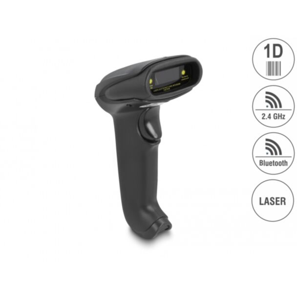 DeLOCK Scanner per codici a barre 1D Laser per 2,4 GHz, Bluetooth o USB