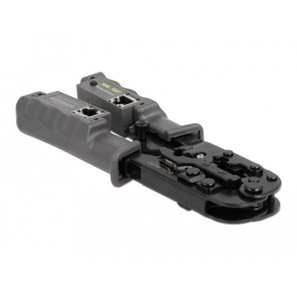 DeLOCK Crimp tool with stripper and network tester for 8P (RJ45), 6P (RJ12/11) or 4P (RJ10) plugs