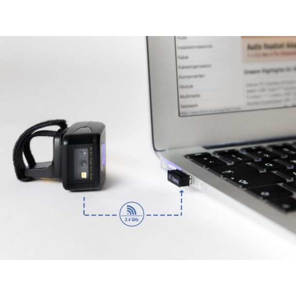 DeLOCK Scanner per codici a barre ad anello 1D e 2D con 2,4 GHz o Bluetooth