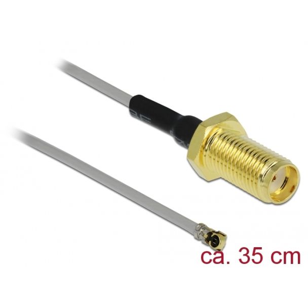 DeLOCK 90403 cavo coassiale 0,35 m SMA MHF Nero, Oro, Grigio