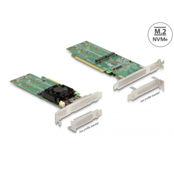 DeLOCK Scheda PCI Express x16 per 4 x interna NVMe M.2 chiave M - Fattore di forma a basso profilo
