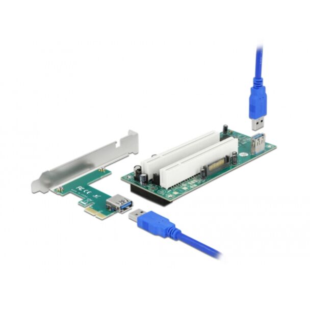 DeLOCK Scheda Riser PCI Express x1 per 2 x PCI 32 Bit Slot con 60 cm di cavo