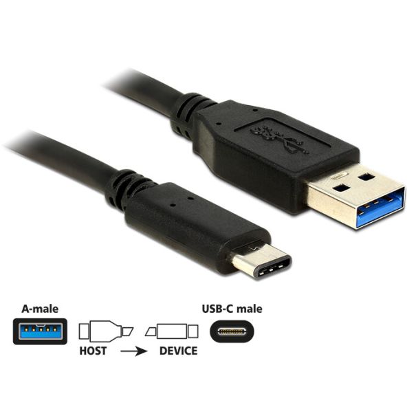 DeLOCK 1m USB3.1-C/USB3.1-A cavo USB USB 3.2 Gen 2 (3.1 Gen 2) USB A USB C Nero