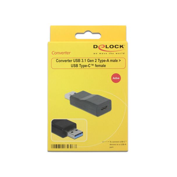 DeLOCK 65696 adattatore per inversione del genere dei cavi USB 3.1 Gen 2 Type-A USB 3.1 Gen 2 Type-C Nero