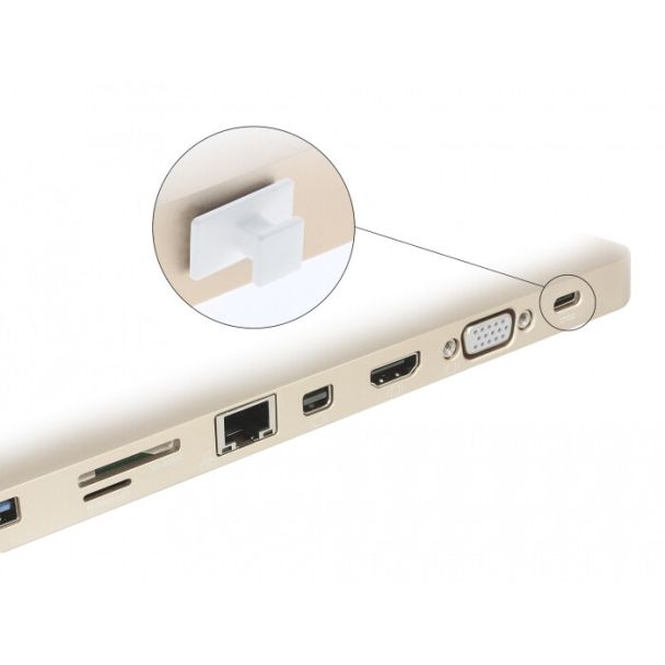 DeLOCK Custodia antipolvere per USB Type-C femminile con grandi manici 10 pezzi bianco