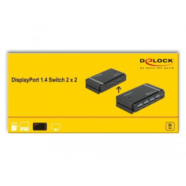 DeLOCK Switch DisplayPort 1.4 2 x 2 DisplayPort ingresso per 1 x 2 DisplayPort uscita 8K