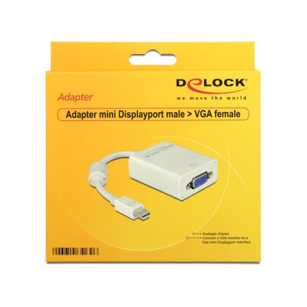 DeLOCK Adapter mini Displayport / VGA FM 0,18 m VGA (D-Sub) Bianco