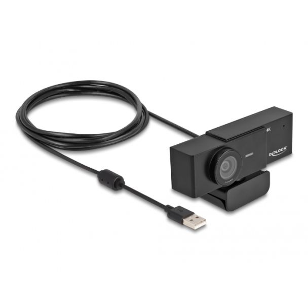 DeLOCK Webcam UHD USB con microfono 4K 30 Hz con angolo di visuale da 110° e treppiede