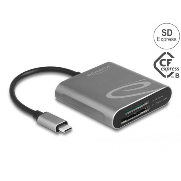 DeLOCK USB Type-C Card Reader for SD Express and CFexpress memory cards