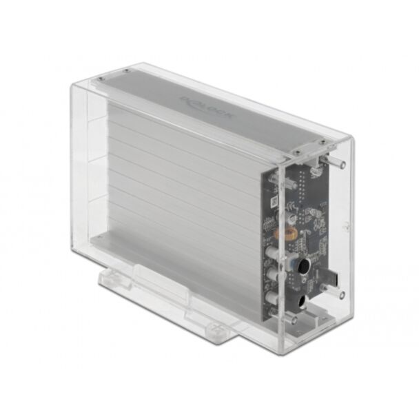 DeLOCK Custodia esterna doppia per 2 x HDD SATA da 3.5″ con USB Type-C femmina trasparente - senza utensili