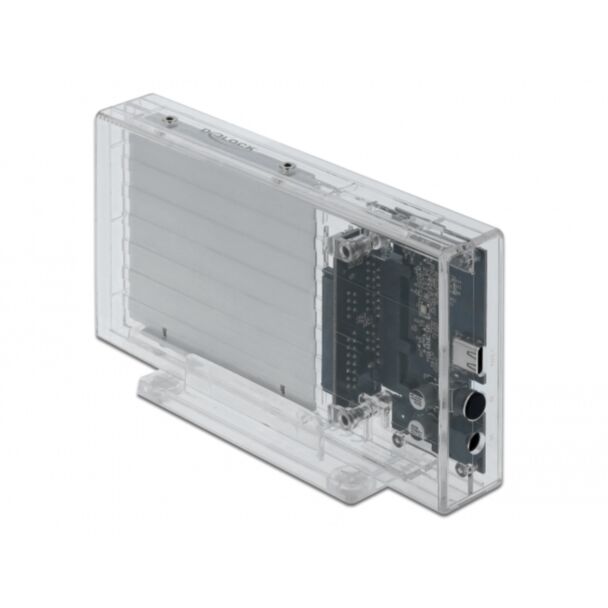 DeLOCK Custodia esterna doppia per 2 x HDD / SSD SATA da 2.5″ con USB Type-C femmina trasparente - senza utensili