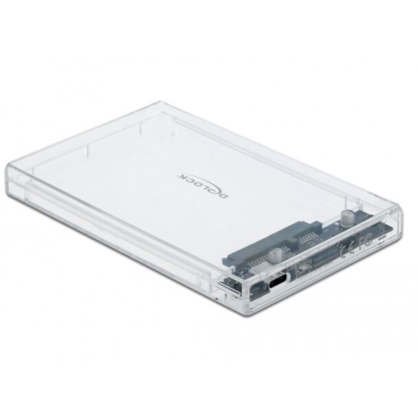 DeLOCK Custodia esterna per HDD / SSD SATA da 2.5″ con USB Type-C femmina trasparente - senza utensili