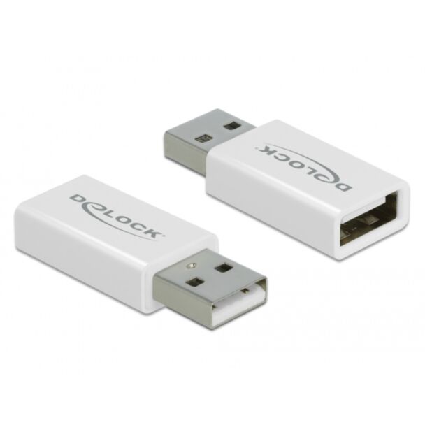 DeLOCK USB data blocker, adapter Type-A male to Type-A female (2 A), white