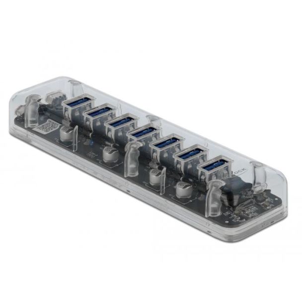 DeLOCK Hub USB 3.0 esterno con 7 porte trasparenti