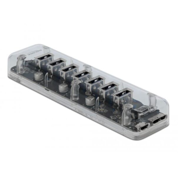 DeLOCK Hub USB 3.0 esterno con 7 porte trasparenti