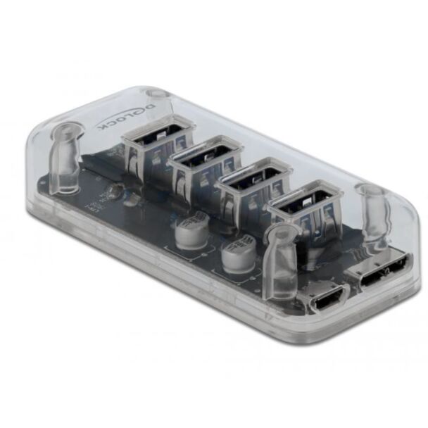 DeLOCK Hub USB 3.0 esterno con 4 porte trasparenti