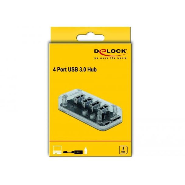 DeLOCK Hub USB 3.0 esterno con 4 porte trasparenti