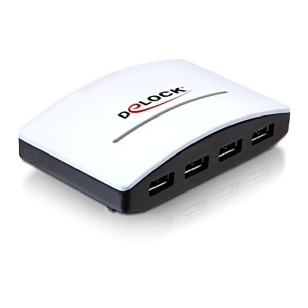 DeLOCK USB 3.0 External HUB 4 Port 5000 Mbit/s Nero, Bianco