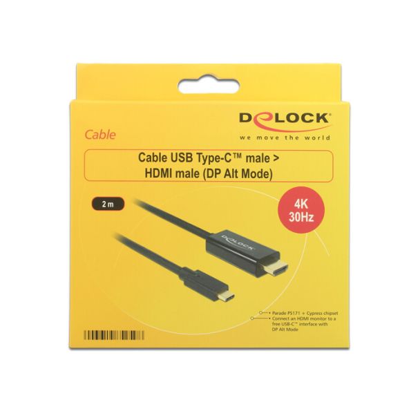 DeLOCK 85259 cavo e adattatore video 2 m USB tipo-C HDMI Nero