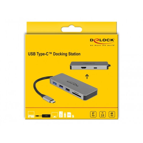 DeLOCK 87743 replicatore di porte e docking station per laptop USB 3.2 Gen 1 (3.1 Gen 1) Type-C Grigio