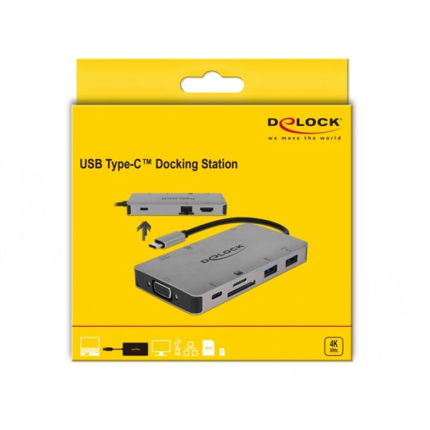 DeLOCK 87735 replicatore di porte e docking station per laptop Cablato USB 3.2 Gen 1 (3.1 Gen 1) Type-C Grigio
