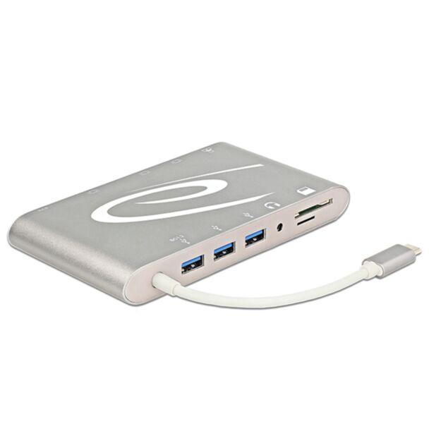 DeLOCK 87298 replicatore di porte e docking station per laptop USB 3.2 Gen 1 (3.1 Gen 1) Type-C Argento