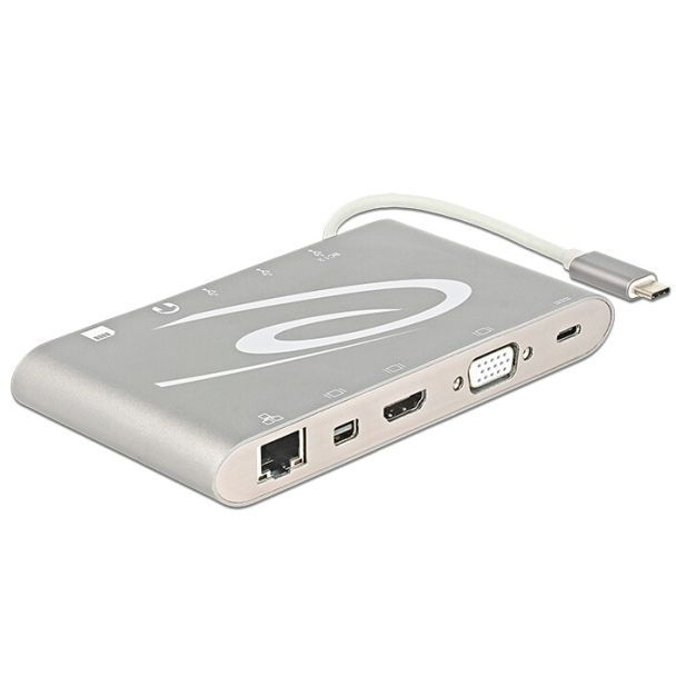 DeLOCK 87298 replicatore di porte e docking station per laptop USB 3.2 Gen 1 (3.1 Gen 1) Type-C Argento