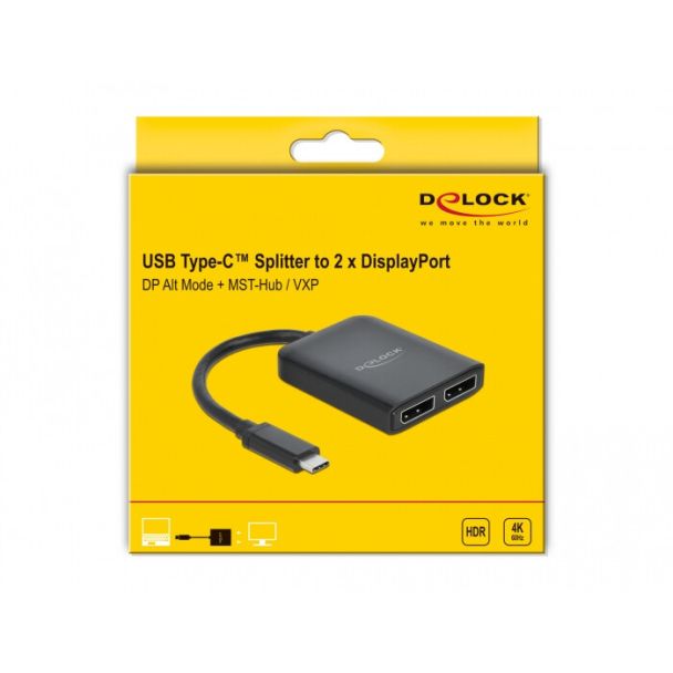 DeLOCK Splitter USB Type-C (DP Alt Mode) per 2 x DisplayPort MST / VXP
