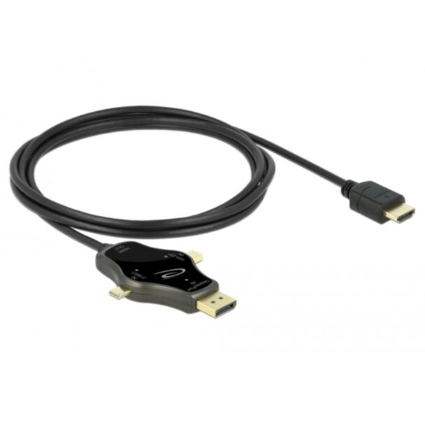 DeLOCK 3 in 1 Monitor Cable with USB-C / DisplayPort / mini DisplayPort in to HDMI out with 4K 60 Hz