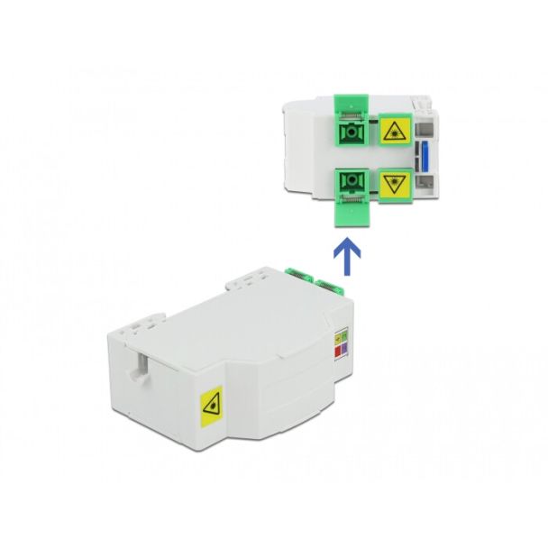 DeLOCK Scatola di connessione in fibra ottica per guida DIN 4 x SC Simplex o LC Duplex