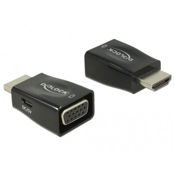 DeLOCK 65902 adattatore per inversione del genere dei cavi HDMI A VGA Nero