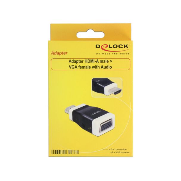 DeLOCK 65586 adattatore per inversione del genere dei cavi HDMI-A VGA Nero, Bianco