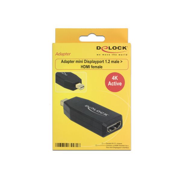 DeLOCK 65581 adattatore per inversione del genere dei cavi mini Displayport 1.2 HDMI Nero