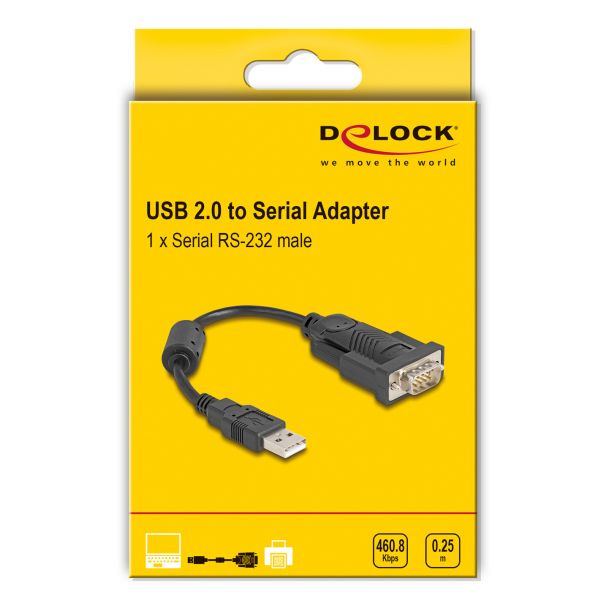 DeLOCK 64276 cavo seriale Nero 0,25 m USB tipo A RS-232