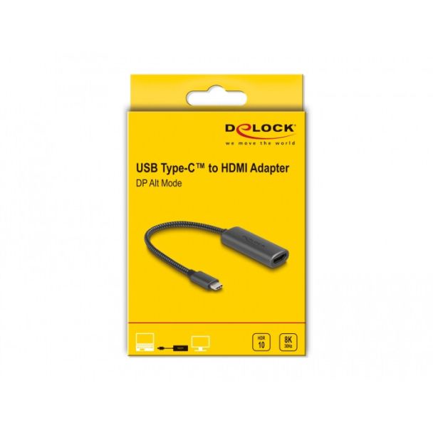 DeLOCK Adattatore USB Type-C per HDMI (DP Alt Mode) 8K con funzione HDR alluminio