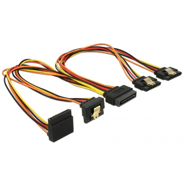 DeLOCK 60148 SATA cable 0.3 m SATA 15-pin 4 x SATA 15-pin Beige, Orange, Red, Yellow