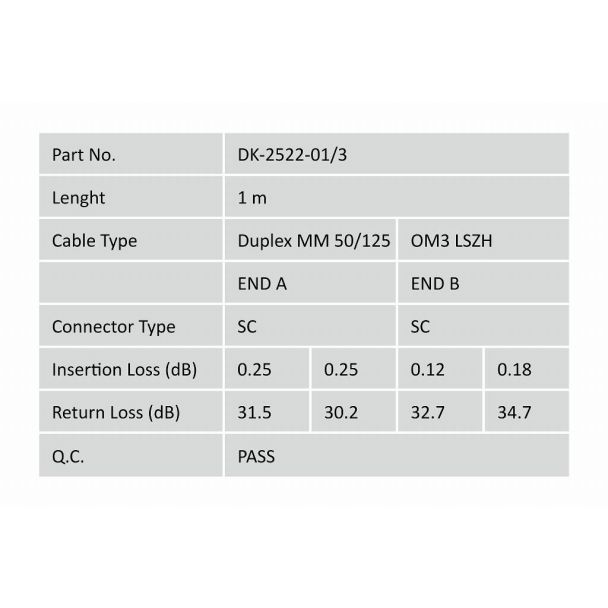 Digitus Fiber Optic Multimode Patch Cord, OM 3, SC / SC