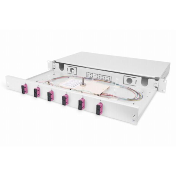 Digitus Scatola di giunzione in fibra ottica, 1U, equipaggiata, 6x SC DX, OM4 con cassetta