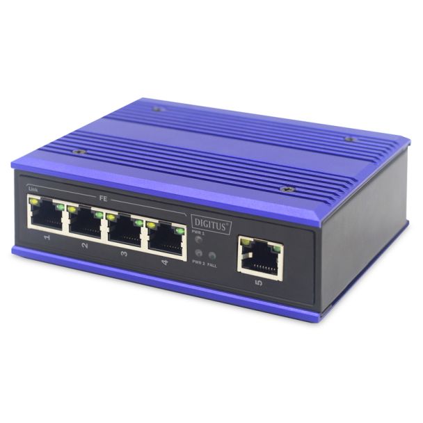 Digitus Switch di rete Fast Ethernet a 4 porte, industriale, non gestito, 1 uplink RJ45