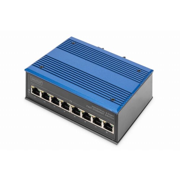 Digitus Switch di rete Fast Ethernet a 8 porte, industriale, non gestito, 1 uplink RJ45
