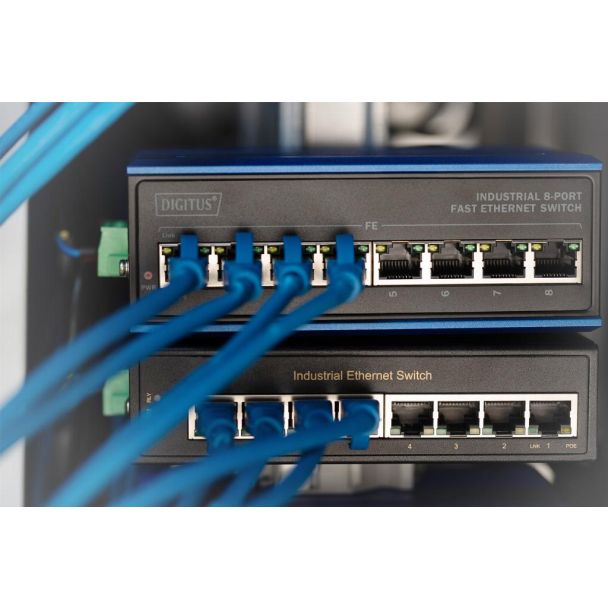 Digitus 8 Port Fast Ethernet Network PoE Switch,Industrial, Unmanaged